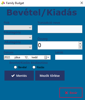 Family budget application dashboard 5