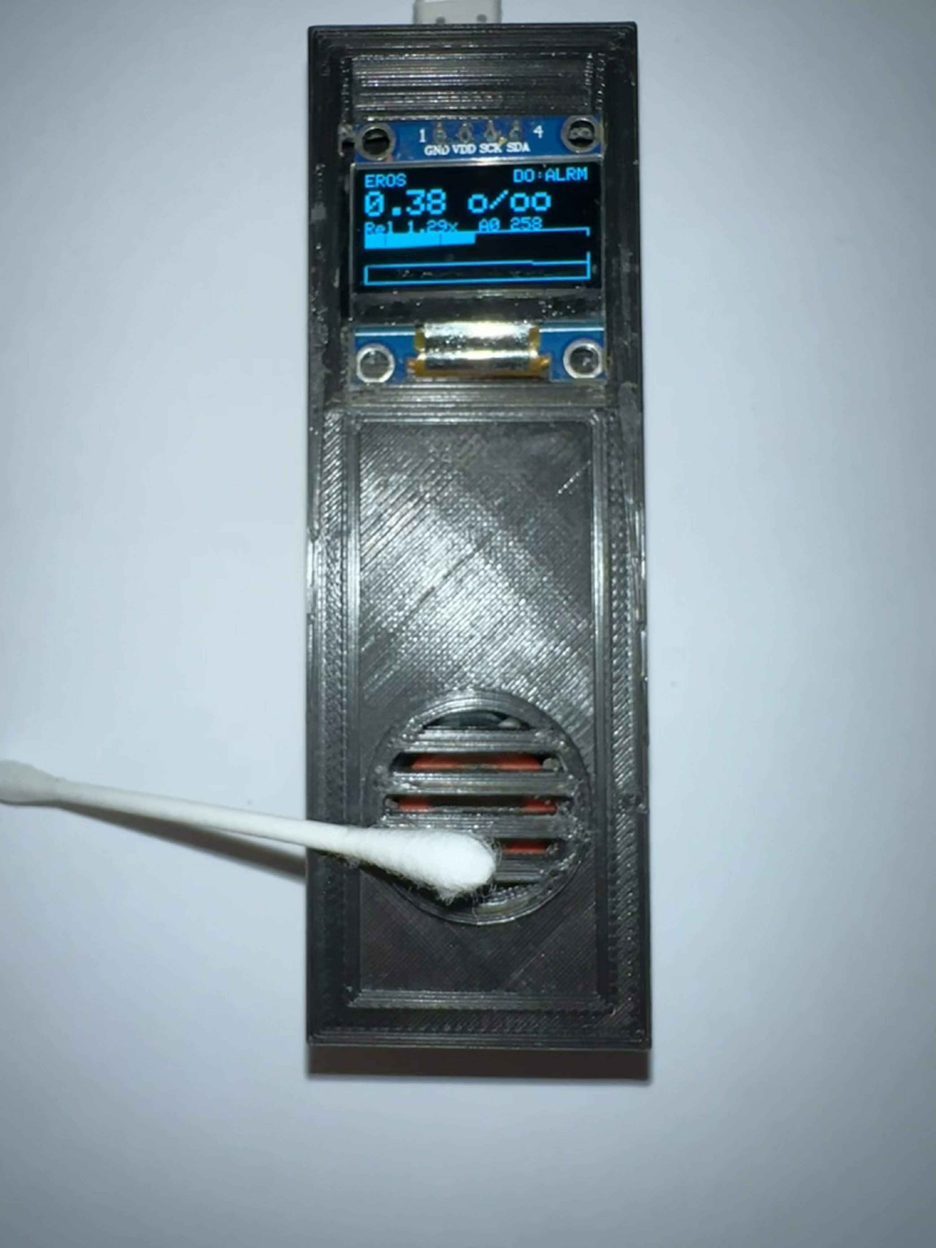 Alcohol meter assembled in a 3D printed enclosure